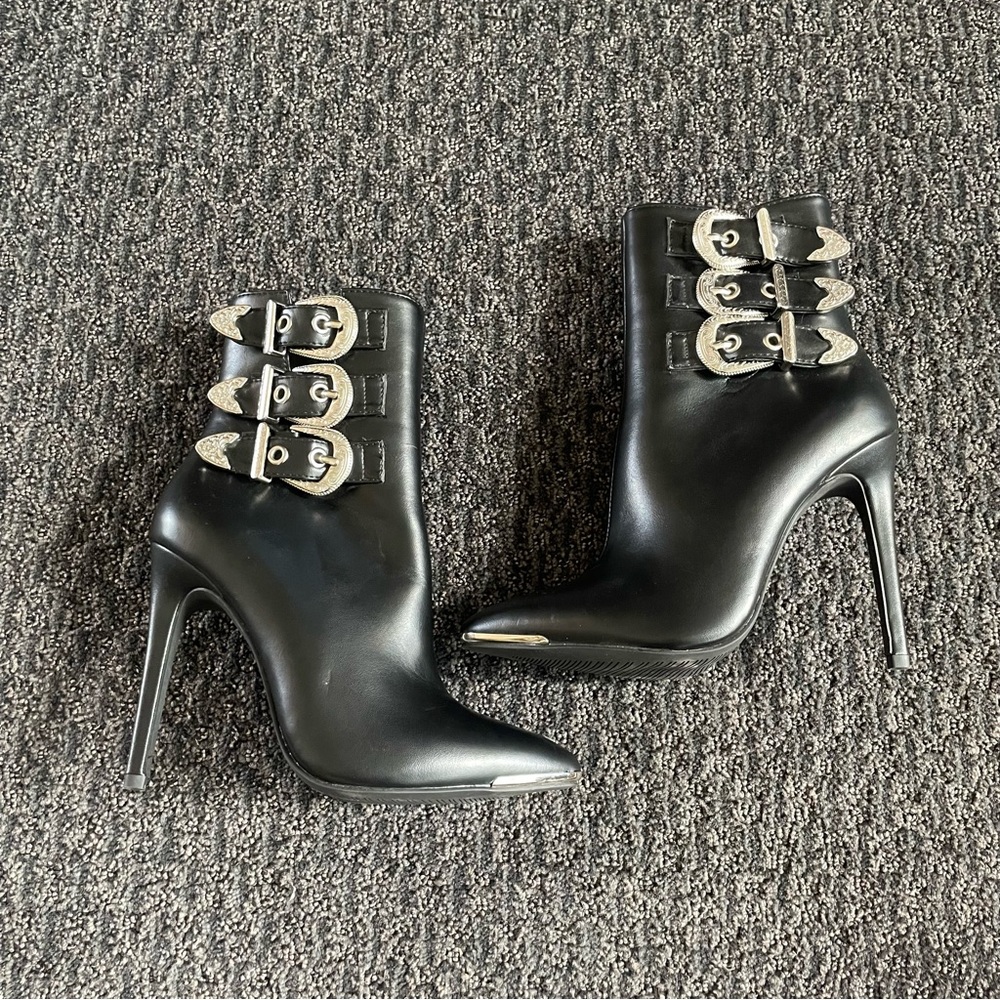 Black Stiletto Western Inspired High Heels